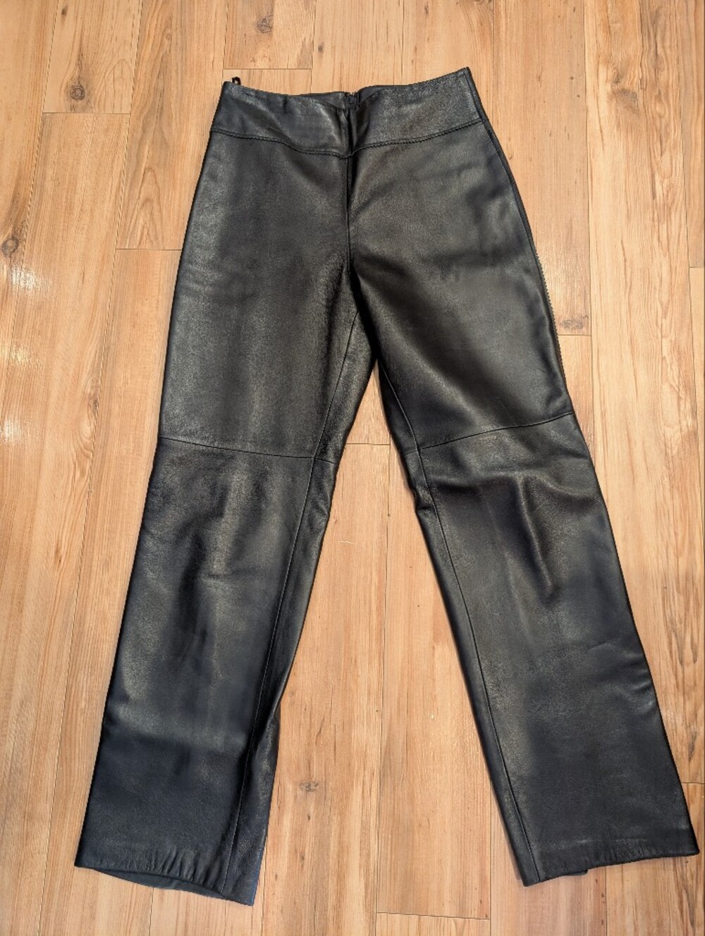 Black Faux Leather Straight-Leg Pants